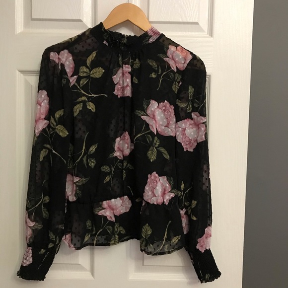 Dynamite Tops - Dynamite sheer long sleeve blouse